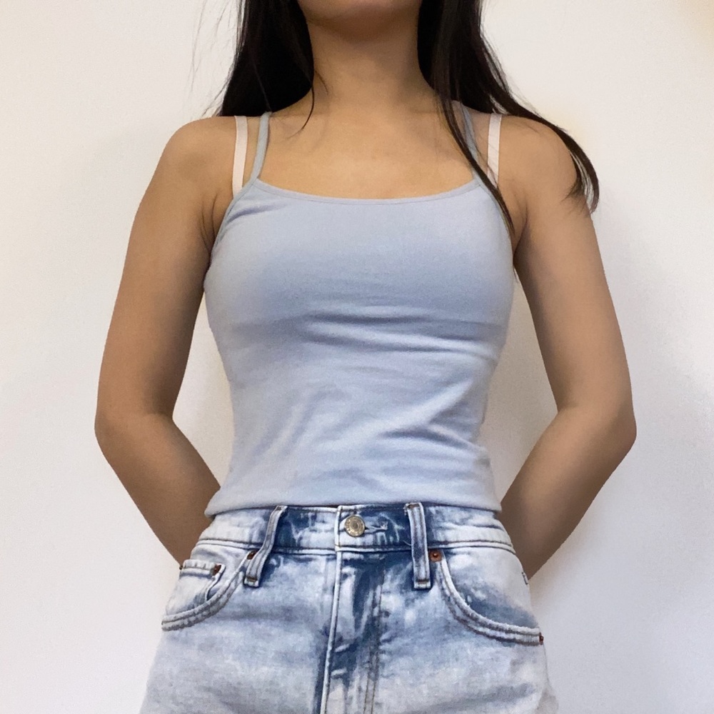Baby Blue fitted tank top